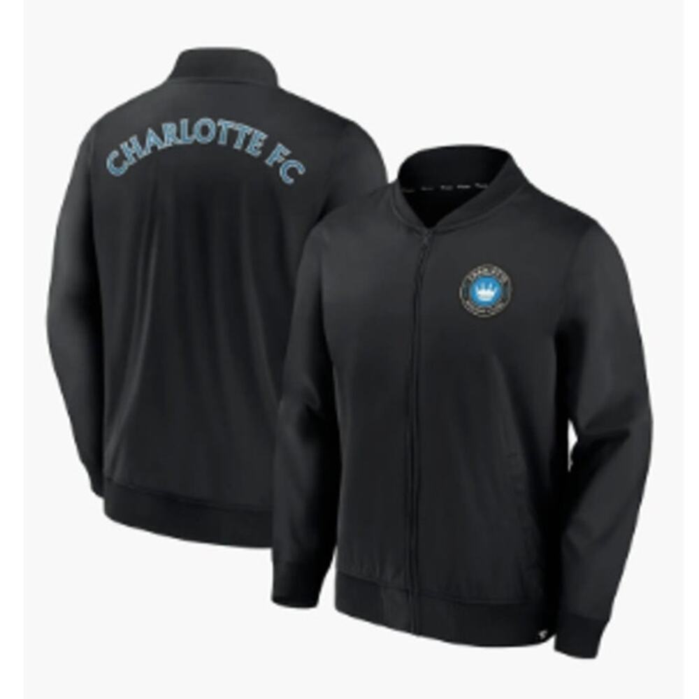 Fanatics Branded Black Charlotte FC Full-Zip Bomber Jacket Mens Medium NWT